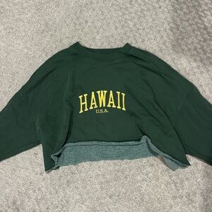 Brandy Melville Dark Green Hawaii Cropped Sweatshirt